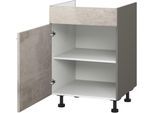 Kochfeldumbauschrank KOCHSTATION "KS-Trea KBL60", grau (betonfarben hell, anthrazit), B:60cm H:75cm T:56cm, Schränke, Kochfeldumbauschrank, mit einem Einlegeboden, Breite 60 cm, Höhe 75 cm