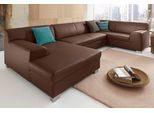Wohnlandschaft DOMO COLLECTION "Amando in vielen Bezugsvarianten, auch in Leder, komfortabel, U-Form", braun (espresso), B:332cm H:74cm T:182cm, PRIMABELLE-Microfaser aus 100% Polyester;SOFTLUX-Kunstleder;Strukturstoff aus 90% Polyester und 10% Polyacryl;NaturLEDER - echtes Rindsleder, Sofas, Wohnlandschaft, wahlweise mit Bettfunktion, fester Sitzkomfort, frei im Raum stellbar