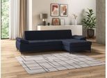 Ecksofa DOMO COLLECTION "Capelo, komfortabel, klare Linien zeichnen dieses Design aus, L-Form", blau (dunkelblau), B:297cm H:84cm T:160cm, 100% Polyester, Sofas, Ecksofa, mit Armteilverstellung, wahlweise mit Bettfunktion, Federkern