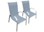 Gartenstuhl MERXX "Lucca", grau, B:57cm H:105cm T:71cm, Edelstahl, Polyester, Stühle, Gartenstuhl, 2er Set, Alu/Textil, stapelbar