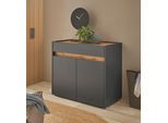 Kommode HOME AFFAIRE "GiRON/CiTY, Schrank in vier Farben, modernes Sideboard, Kommode", grau (anthrazit, wotan eiche), B:80cm H:70cm T:40cm, Sideboards, Kommode, in zwei Farben erhältlich, 2 Türen, 1 Schubkasten, 80 cm breit