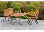 Garten-Essgruppe MERXX "Schloßgarten", braun, B:55cm H:109cm T:107cm, FSC-zertifiziertes Massivholz, Stahl, Sitzmöbel-Sets, Garten-Essgruppe, 4 Klappsessel mit Tisch