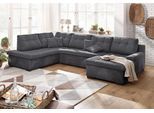 Wohnlandschaft HOME AFFAIRE "Föhr U-Form", schwarz (schwarz, anthrazit), B:310cm H:75cm T:200cm, 100% Polyester PRIMABELLE/Webstoff;100% Polyester Melrose/Struktur grob;100% Polyester Luxus-Microfaser/Struktur, Sofas, Wohnlandschaft, wahlweise mit Bettfunktion