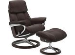 Relaxsessel STRESSLESS "Ruby", braun (chocolate paloma), B:78cm H:100cm T:76cm, Leder PALOMA: durchgefärbtes Semianilin-Möbelleder;Leder BATICK: durchgefärbtes und genarbtes Möbelleder, Sessel, Relaxsessel, mit Signature Base, Größe M, Gestell Eiche, Wenge, Braun & Schwarz