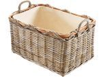 Aufbewahrungskorb LOCKER, beige (natur), B:56cm H:36cm T:41cm, Rattan, Aufbewahrungsboxen, Aufbewahrungskorb