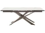 Esstisch MCA FURNITURE "TESERO Auszugtisch 200-300 cm", creme marmoriert, edelstahl gebürstet, creme marmoriert, B:200cm H:76cm T:95cm, Keramik / Sicherheitsglas schwarz lackiert / 13 mm, Edelstahl;Gestell: Edelstahl gebürstet, Tische, Esstisch, Keramik,Edelstahl,Marmor-Optik,ausziehbar,belastbar 100kg,10-12 Pers.