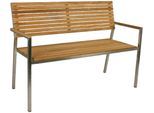 Gartenbank GARDEN PLEASURE "DENVER", braun (braun, silberfarben), H:86cm T:55cm, Teak FSC 100%, Edelstahl 304 gebürstet, Sitzbänke, Gartenbank, 2-Sitzer