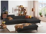 Ecksofa W.SCHILLIG "piedroo, Designsofa mit tollem Sitzkomfort, bequem und elegant, L-Form", grau (anthrazit r66), B:343cm H:70cm T:193cm, Chenille-Flachgewebe R66 (85% Polyester, 15% Nylon), Sofas, Ecksofa, Kopfteilverstellung, wahlweise mit Sitztiefenverstellung, Breite 343cm