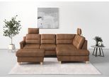 Ecksofa SIT & MORE "Farö L-Form", braun (cognac), B:251cm H:90cm T:187cm, Sofas, Ecksofa, inklusive Federkern, wahlweise mit Bettfunktion und Bettkasten