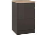 Unterschrank KOCHSTATION "KS-Virginia", grau (grau hochglanz), B:50cm H:85cm T:60cm, Holzwerkstoff, MDF, Schränke, Unterschrank, 50 cm breit, mit Auszügen