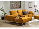 Ecksofa W.SCHILLIG "run, Designsofa mit tollem Sitzkomfort, bequem, L-Form", gelb (brandy s37), B:279cm H:88cm T:178cm, Longlife Xtra-Leder Z73: Naturwalkleder der Luxusklasse aus den erlesensten Rohhäuten. Hautstärke 1, 1 – 1, 3 mm;ROHLEDER Jacquard-Flachgewebe Q2 W60 (63% Polyester, 37% Polyacryl);ROHLEDER Chenille-Flachgewebe Q2 W77 (68% Polyacryl, 32% Polyester);Stoff S37 (100% Polyester), Sof