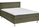 Boxbett "Edison", grün (olivgrün), B:140cm L:209cm, Bezug Bett: Cord (65% Polypropylen, 35% Polyester), ATLANTIC HOME COLLECTION, Komplettbetten, Boxbett, inkl. Bonnellfederkern-Matratze und Topper