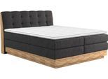 Boxspringbett HOME AFFAIRE "Naome", schwarz, B:161cm L:217cm, 100% Polyester, Komplettbetten, Boxspringbett, Boxspringbett, Inklusive Topper