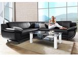 Ecksofa TRENDMANUFAKTUR "Rondo wahlweise mit Schlaffunktion, 267x247 cm (BxT), breite Armlehnen", schwarz, B:267cm H:85cm T:247cm, Kunstleder SOFTLUX;Microfaser PRIMABELLE (100% Polyester);NaturLEDER (echtes Rindsleder);Struktur (54% Polyacryl, 46% Polyester), Sofas, Ecksofa, L-Form, wahlweise mit Federkern bestellbar, Füße schwarz