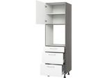 Backofenumbauschrank KOCHSTATION "KS-Trea SB2AS-195-3", weiß (weiß, eichefarben grau), B:60cm H:195cm T:56cm, Schränke, Backofenumbauschrank, mit zwei Türen und zwei Einlegeböden, Höhe 195 cm
