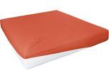 Spannbettlaken PRIMERA "Elasthan-Feinjersey", orange, 1 Stk., Jersey-Elasthan, 140-160x200-220 28cm, Jersey-Elasthan, Obermaterial: 95% Baumwolle, 5% Elasthan, Bettlaken, Spannbettlaken, PREMIUM, aus 95% gekämmter Baumwolle und 5% Elasthan, bis 28 cm Höhe