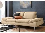 2,5-Sitzer W.SCHILLIG "enjoy&MORE", beige (sahara s37), B:232cm H:87cm T:110cm, Chenille-Flachgewebe R66 (85% Polyester, 15% Nylon);Longlife Xtra-Leder Z59: Glattleder mit modischer Prägung. Hautstärke 0, 9 - 1, 1 mm;Stoff S37 (100% Polyester), Sofas, 2 5-Sitzer, mit Sitztiefenverstellung, Füße silber matt, Breite 232 cm