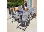 Garten-Essgruppe MERXX "Taviano", silber, Obermaterial: 100% Polyester, Sitzmöbel-Sets, Garten-Essgruppe