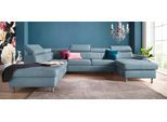 Wohnlandschaft EXXPO - SOFA FASHION "Maretto, bequem und komfortabel, viel Platz, Breite 330cm, U-Form", blau, B:330cm H:96cm T:230cm, Luxus-Microfaser Vintageoptik (100% Polyester);Webstoff, Sofas, Wohnlandschaft, inkl. Kopfteilverstellung für mehr Sitzkomfort, wahlweise Bettfunktion