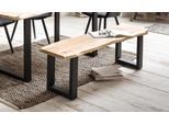 Sitzbank HOME AFFAIRE "Manhattan", weiß (weiß wash), B:160cm H:45cm T:38cm, Massivholz, Sitzbänke, Sitzbank, mit Baumkantenoptik und Gestell U-Form aus schwarzem Metall