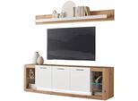 Wohnwand HOME AFFAIRE "Brixen, moderne Anbauwand, Wohnzimmer-Set, Eiche Evoke Dekor mit Weiß", weiß (eiche evoke, weiß), B:198cm H:170cm T:43cm, Holzwerkstoff, Kastenmöbel-Sets, Wohnwand, enthält Lowboard und Wandboard