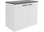 Spülenschrank OPTIFIT "Palma", weiß (weiß, weiß, anthrazit), B:100cm H:84,8cm T:60cm, Holzwerkstoff, Schränke, Spülenschrank, Breite 100 cm, inklusive Einbauspüle