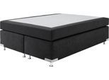 Boxspringbett "Holland", schwarz, B:142cm L:201cm, Microvelours (100% Polyester), WESTFALIA SCHLAFKOMFORT, Komplettbetten, Boxspringbett, ohne Kopfteil, frei im Raum stellbar
