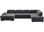 Wohnlandschaft SIT & MORE "Alcudia U-Form", grau (dunkelgrau), B:349cm H:73cm T:226cm, 98% Polyester, 2% Polyamid, Sofas, Wohnlandschaft, wahlweise mit Bettfunktion