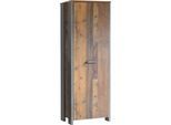 Garderobenschrank FORTE "Clif", grau (old wood vintage, betonoptik dunkelgrau, old wood vintage), B:67cm H:201,5cm T:41,6cm, Holzwerkstoff, Schränke, Garderobenschrank, Höhe ca. 200 cm