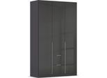 Drehtürenschrank OTTO HOME "Kleiderschrank Schrank Garderobe AGORDO mit Dekor- oder Hochglanzfront", grau (graumetallic, hochglanz effektgrau), B:136cm H:229cm T:54cm, Holzwerkstoff, Schränke, Drehtürenschrank, mit Außenschubkästen, in 7 Breiten und 2 Höhen MADE IN GERMANY