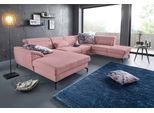 Wohnlandschaft SIT & MORE "Percy U-Form", rosa (altrosa), B:343cm H:80cm T:235cm, Sofas, Wohnlandschaft, 15 cm Fußhöhe, Sitztiefenverstellung, wahlweise in 2 Fußfarben