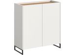 Schuhschrank HOME AFFAIRE "EVRID, Breite 90cm, 2 Türen, 5 Einlegeböden, inkl. Metall-Kufenfüße", weiß nb, artisan oak nb, B:90cm H:97cm T:38cm, Holzwerkstoff, Schränke, Schuhschrank, Schuhkommode, Kommode, Sideboard, Garderobenschrank, Flurkommode