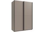 Kleiderschrank WIMEX "Mugano, B/T/H 135 oder 180/65/198cm, Made in Germany", schwarz (saharagrau, griffe schwarz), B:135cm H:198cm T:65cm, Holzwerkstoff, Schränke, Kleiderschrank, 2 Schwebetüren mit oder ohne Spiegel, Metallgriffe
