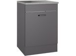 Spülenschrank OPTIFIT "OPTImulti", anthrazit matt, anthrazit matt, B:60cm H:88cm T:60cm, Holzwerkstoff, Schränke, Spülenschrank, Breite 60 cm, mit 1 Auszug, Metallgriffe