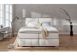 Boxspringbett HOME AFFAIRE "Wehma", beige (natur), B:170cm L:213cm, Struktur fein (100% Polyester), Komplettbetten, Boxspringbett, inkl. Topper in 3 verschiedenen Matratzen, auch in Samtstoff