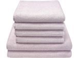 Handtuch Set DYCKHOFF "Motion", rosa (rosé), 6 Stk., Walkfrottier, Walkfrottier, Obermaterial: 100% Baumwolle, Handtuch-Sets, Handtuch Set, Made in Germany; 4 Handtücher (50x100cm), 2 Duschtücher (70x140cm)