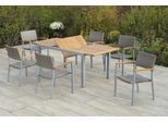 Garten-Essgruppe MERXX "Silano", grau (silber, graubeige), Aluminium, Kunststoff, Massivholz, Sitzmöbel-Sets, Garten-Essgruppe