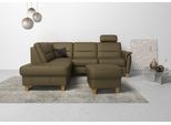 Ecksofa HOME AFFAIRE "Palmera L-Form, B: 236 cm", grün (olive), B:236cm H:89cm T:212cm, Luxus-Microfaser (100% Polyester);Struktur (100% Polyester);Luxus-Microfaser in Lederoptik (100% Polyester), Sofas, Ecksofa, optional Bettfunktion & Bettkasten, Federkern