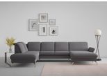 Wohnlandschaft SIT & MORE "Fashion U-Form", braun (espresso), B:338cm H:84cm T:207cm, Sofas, Wohnlandschaft, wahlweise mit Kopfteilverstellung, Vorziehsitz, motorisch, Nickelfüße