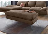 Hocker W.SCHILLIG "enjoy&MORE", braun (mocca s37), B:106cm H:45cm T:71cm, Chenille-Flachgewebe R66 (85% Polyester, 15% Nylon);Longlife Xtra-Leder Z59: Glattleder mit modischer Prägung. Hautstärke 0, 9 - 1, 1 mm;Stoff S37 (100% Polyester), Hocker, Hocker, Füße silber matt, Breite 106 cm