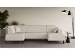 Wohnlandschaft HOME AFFAIRE "ARROS U-Form mit Wellenunterfederung, Maße B/T/H: 300/163/81 cm", beige (creme), B:300cm H:81cm T:163cm, 100% Polyester, Sofas, Wohnlandschaft, incl. Zierkissen, mit Recamiere links/rechts bestellbar, auch in Cord