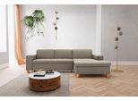 Ecksofa HOME AFFAIRE "Corby L-Form", grau (hellgrau), B:266cm H:80cm T:162cm, Struktur fein (100% Polyester);Chenille (100% Polyester);NaturLEDER (echtes Rindsleder) auf Sitzfläche, Kunstleder im Korpus;Melrose (100% Polyester), Sofas, Ecksofa, wahlweise mit Bettfunktion, Steppung auf Sitzfläche