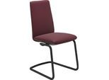 Polsterstuhl STRESSLESS "Laurel", rot (bordeaux batick, schwarz matt), B:53cm H:92cm T:59cm, Leder BATICK: BATICK ist ein leicht korrigiertes, durchgefärbtes und genarbtes Möbelleder, bei dem die meisten Unebenheiten und Spuren in der Regel entfernt wurden., Stühle, Polsterstuhl, Low Back, Größe M, mit Beinen aus Stahl in Schwarz matt