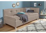 Polsterliege MAINTAL, grau (taupe), B:99cm L:210cm, Komplettbetten, Polsterliege, mit Seiten- und Rückenteil