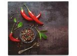 Schneide- und Abdeckplatte ZELLER PRESENT "Chilli", bunt, B:56cm L:50cm, Herdabdeckplatten, Schneide- und Abdeckplatte, Silikonfüßen
