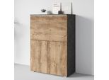 PC-Schrank HOME AFFAIRE "Vera, Sekretär, Home-Office-Schreibtisch mit LED-Beleuchtung", braun (matera, kastanien breslau), B:90cm H:125,1cm T:42cm, Sekretäre, PC-Schrank, Multifunktional mit Stauraum, klappbare Tischfläche, LED, B 90 cm