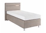 Boxspringbett, beige (struktustoff dunkelbeige), mit LED-Beleuchtung, Liegefläche B/L: 100cm x 200cm, H2 + H2, 7-Zonen-Kaltschaummatratze, Bezug Unterbox und Kopfteil: Strukturstoff (77% Polyester und 23% Viskose);Bezug Obermatratze 100% Polyester, waschbar bis 60C, WESTFALIA SCHLAFKOMFORT, Komplettbetten, Boxspringbett, wahlweise mit LED-Beleuchtung
