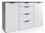 Kombikommode WIMEX "Level by fresh to go", weiß (front weiß, korpus graphit), B:135cm H:84cm T:41cm, Holzwerkstoff, Sideboards, Kombikommode, 2-türig mit 4 Schubladen, soft-close Funktion, 135cm breit, 84cm hoch