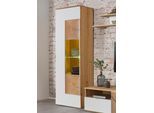 Vitrine VOGL MÖBELFABRIK, beige (altholzeiche, weiß), B:65,4cm H:195cm T:40cm, Schränke, Vitrine, Höhe 195 cm