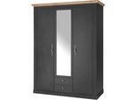 Kleiderschrank OTTO HOME "WESTMINSTER Wäscheschrank in 2 Farben, Landhausschrank Metallgriffe", grau (grau dunkel), B:149cm H:203cm T:63cm, Schränke, Kleiderschrank, Drehtürenschrank mit Spiegel, Schlafzimmerschrank, 149 cm breit